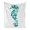 thumbnail image 1 of Animal Soft Flannel Fleece Blanket, I Love You Sea Words with Pipefish Species Holiday Sunny Hot Places Holiday Vacation Theme, Cozy Plush for Indoor and Outdoor Use, 50" x 70", Teal, by Ambesonne, 1 of 6