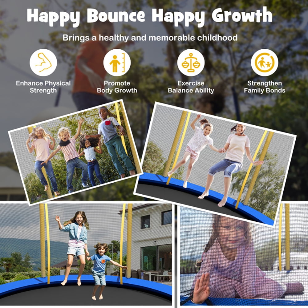 GVN Trampoline, Outdoor Recreational Trampolines,10 Feet Unique Flower Shape Trampoline with Galvanized Steel Frame-Yellow