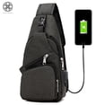 thumbnail image 3 of Luxtrada Men Belt Charging USB Port Chest Bag Fashion Multi-Function Waist Packs (Black), 3 of 8