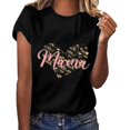 thumbnail image 2 of Top casual de manga corta con cuello redondo y estampado de letras en color sólido para el día de la madre de primavera y verano para mujer OAVQHLG3B Store  lin121212, 2 of 5