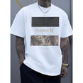 thumbnail image 2 of 【New Arrival】Hurley Men's T-Shirt Tropical Palm Print Graphic Tee Casual Crew Neck Short Sleeve Cotton Summer Beach Streetwear Tops White, 2 of 7