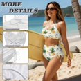 thumbnail image 5 of Garronmavis High Waisted Bikini Sets for Women Tropical Pineapple Tummy Control Twist Front 2 Piece Bathing Suit with Side Tie Bottom Drawstring Summer Beach Swimwear, 5 of 6
