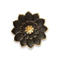 G128 9 IN Black and Gold Metal Daisy-Style Flower Wall Art | Elegant Floral Wall Hanging Decor for Indoor Living Room Bedroom Office Outdoor Garden Patio Yard