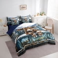 thumbnail image 3 of Homewish Cute Highland Cow 7pcs Bedding Comforter Set,Brown Blue White Queen Bedding Sets,Country Farmhouse Lodge Queen Sheet Sets For Girls,Breathable Home Decor Reversible, 3 of 8