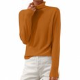 thumbnail image 5 of Womens Sweaters Turtleneck Long Sleeve Pullover Casual Knitted Pullover Warm Cozy Tops Fall Winter Clothes Saffron M, 5 of 6