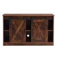 thumbnail image 5 of DreamBuck Wooden TV Stand, Sliding Barn Door Cabinet, Decorative Farmhouse Entertainment Center Table with Wood Storage Cabinet for Livingroom and Bedroom, Rustic Brown, 5 of 8