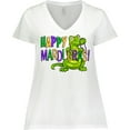 thumbnail image 3 of Inktastic Happy Mardi Gras Cute Alligator with Beads Women's Plus Size V-Neck T-Shirt, 3 of 5