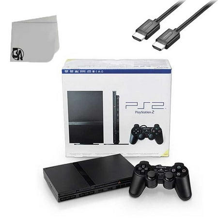 Pre-Owned Sony PlayStation 2 Slim Video Game Console Black With HDMI Cable BOLT AXTION Bundle (Refurbished: Like New)