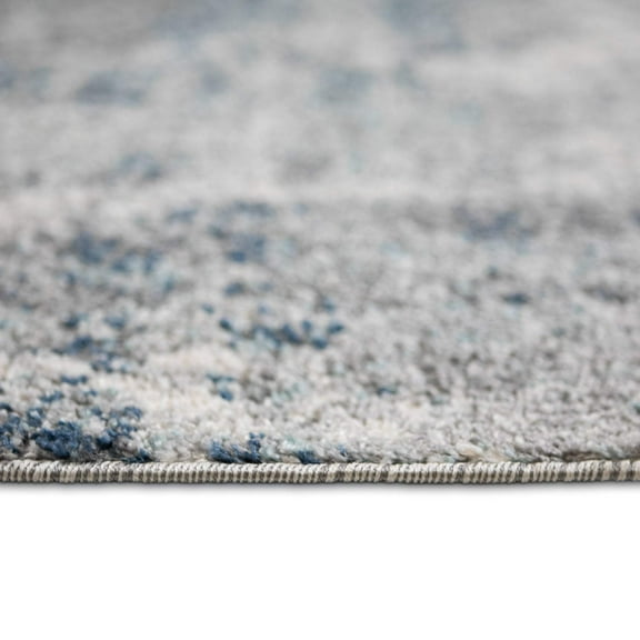HomeRoots  9 x 12 ft. Abstract Power Loom Rectangle Area Rug, Blue & Gray