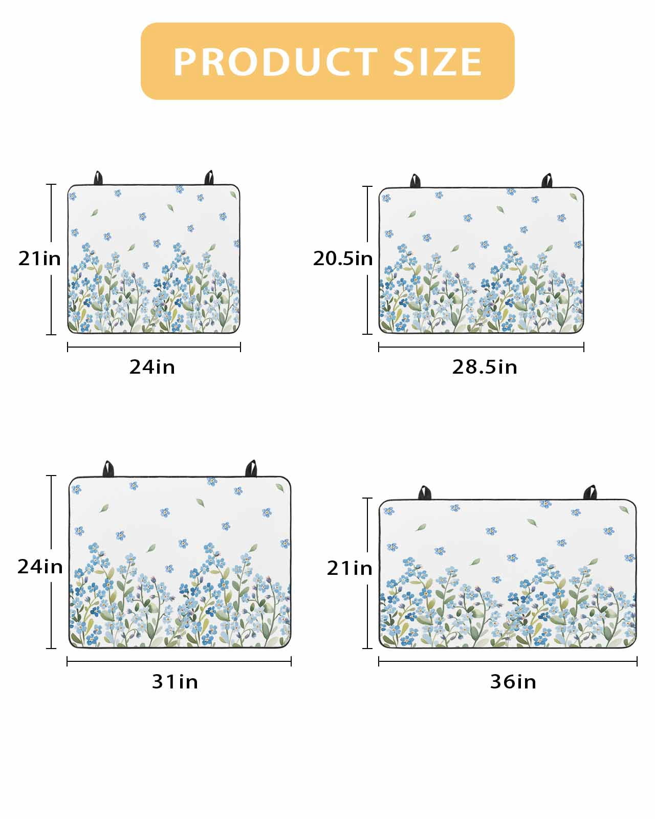 Large Induction Cooktop Protector Mat Spring Blue Flowers Stove Top Covers for Electric Stove, Leaves Country Plants Farmhouse Decorative Stove Burner Cover Mats, Glass Top Stove Cover