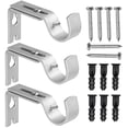 thumbnail image 1 of Support de Tringle à Rideaux Ajustable, 3 Pcs Support Mural Ajustable Tringle à Rideaux Réglable Support Mural Noir avec Vis et Perçage pour Tringle à Rideaux Tringle à Vêtements (Argent), 1 of 6