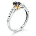 thumbnail image 3 of Gem Stone King 925 Sterling Silver and 10K Yellow Gold Green Mystic Topaz and White Lab Grown Diamond Engagement Ring for Women (0.78 Cttw, Oval 6X4MM, Gemstone Birthstone, Size 6), 3 of 4
