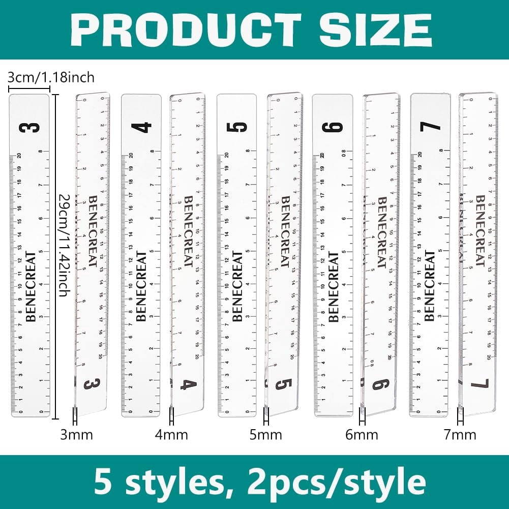 10Pcs 5 Size Polymer Clay Depth Guide 34567mm Acrylic Depth Guide Clay Rolling Pin Guide with Protective Film for Polymer Earrings