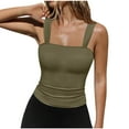 thumbnail image 1 of Blusa de poliéster para mujer, sin mangas, con cuello cuadrado y tirantes finos, de color liso, 1 of 9