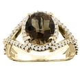 thumbnail image 1 of 10K Yellow Gold Natural Smoky Topaz Ring Oval 9x7mm Diamond Accent, size 5.5, 1 of 4