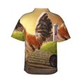 thumbnail image 3 of Daiia Country Farm Morning Rooster Hawaiian Shirt for Men Gentle Cotton Regular Short Sleeve Casual-XX-Large, 3 of 9