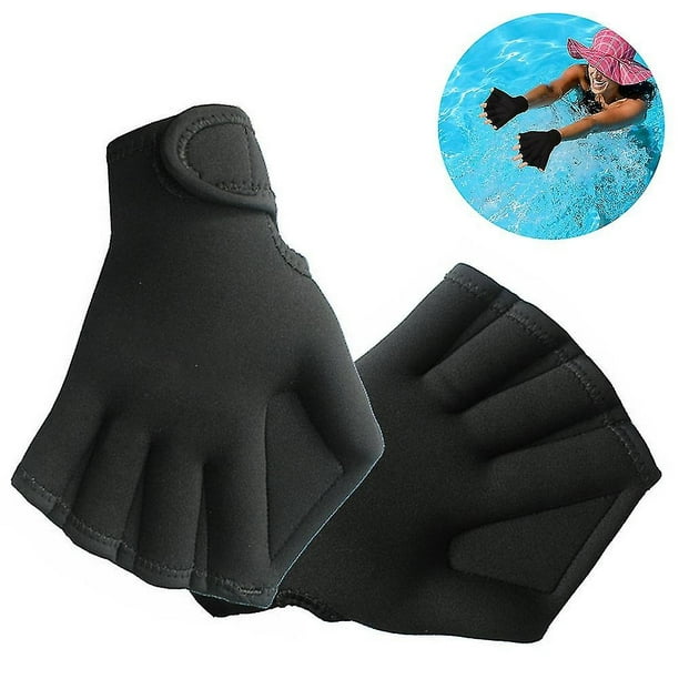 Guantes de natación palmeados para entrenamiento acuático, remos resistentes al agua, Web de mano para buceo (negro), Fitness, 1 par