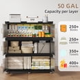 thumbnail image 7 of Collapsible Stackable 240Gal Extra Large Storage Bins with Lids, 3-Pack Rolling Organizer Cabinet with Doors for Home & Closet, Black, 39.4" W, 7 of 7