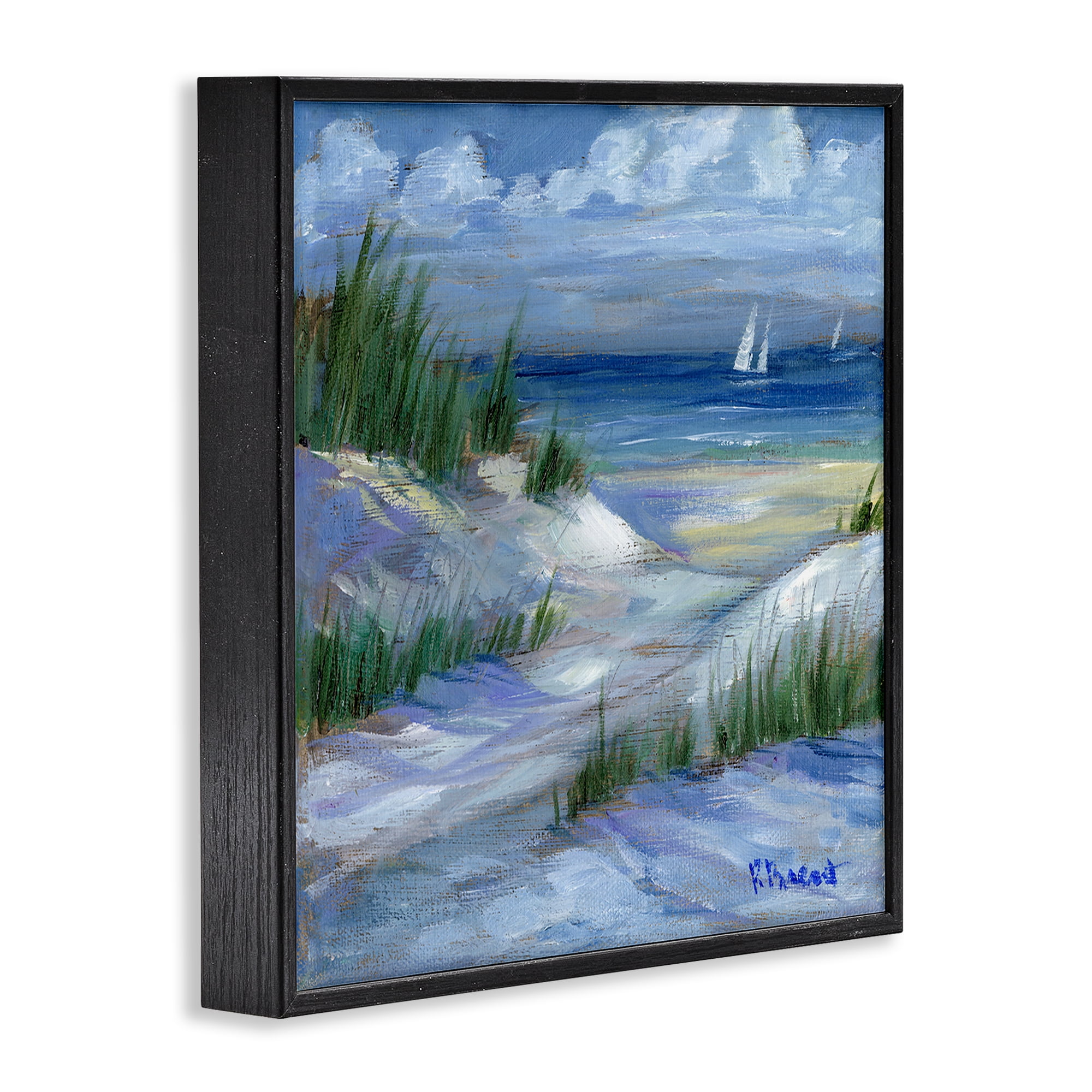 Stupell Industries Crooked Island Dunes & Sailboats Black Framed Giclee Art, design by Paul Brent