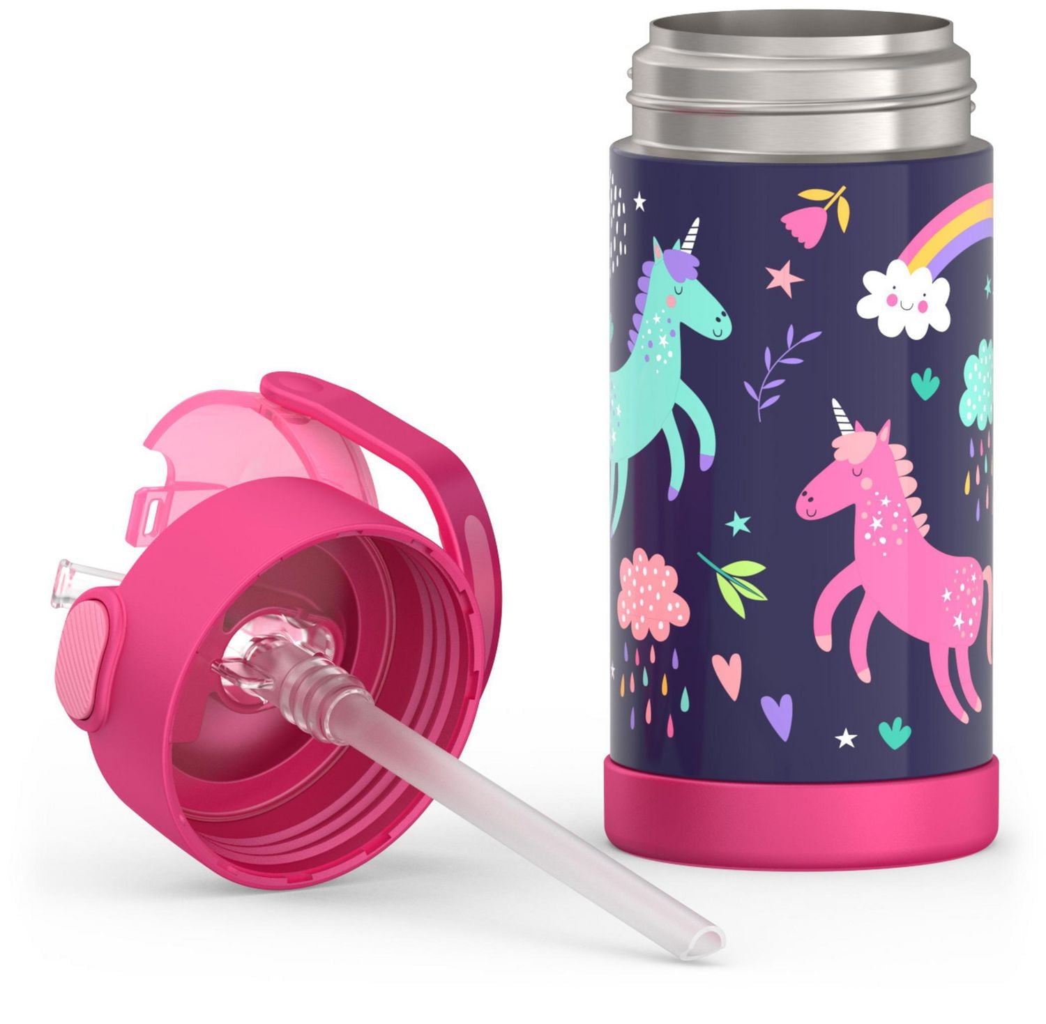 Thermos Kids Vacuum Insulated Funtainer Water Bottle with Flip Up Straw, 355ml, Unicorn