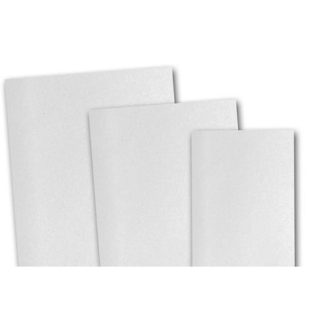 Blank Invitations - Blank Metallic Crystal White 5x7 Flat Card Invitations - 100 Pack
