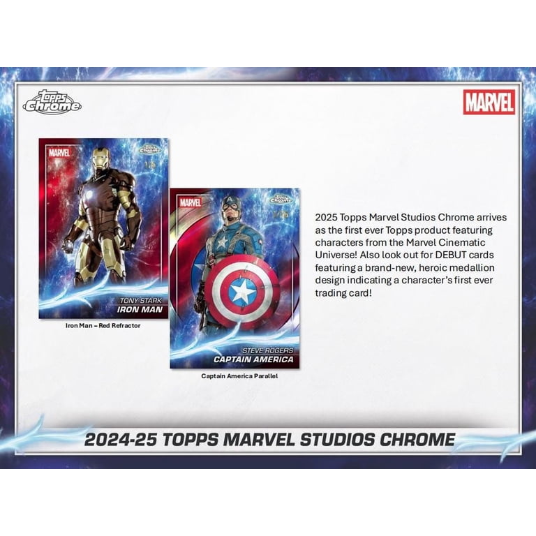 marvel topps chrome 2025 booster box Studios Hobby Look for 4 numbered Sapphire parallels per box on average.2025 Topps Chrome Marvel is back – this time in the iconic Sapphire Edition 2025 Topps Chrome Marvel Deadpool