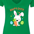 thumbnail image 4 of Inktastic Happy Easter Bunny with Eggs and Carrot Women's V-Neck T-Shirt, 4 of 5