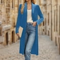 thumbnail image 2 of Oksale Velvet Trench Coat for Women Casual Open Front Cardigan Full Length Overcoat Loose Long Sleeve Outerwear Soft Comfortbale Fall Jackets Blue L, 2 of 7