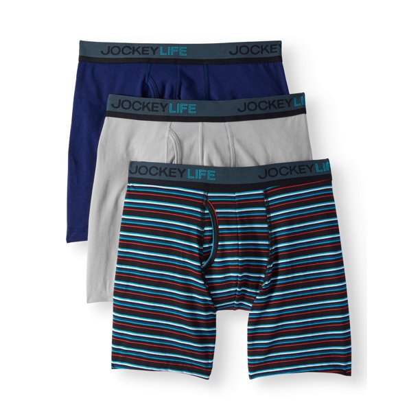 Life by Jockey Men's Cotton Stretch LongLeg Boxer Brief 3 pack