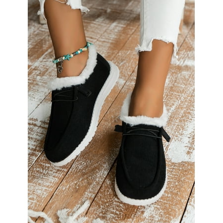 

Gomelly Shoes for Women Plush Lined Winter Warm Comfortable Walking Sneakers Black 7