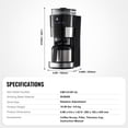 thumbnail image 7 of Programmable Coffee Maker with Grinder 8 Cup Grind and Brew Coffee Machine 24 Hour Timer Auto Brew Reusable Filter for Home Office Restaurant, 7 of 7