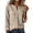 Khaki, variant on Womens Linen Blend Button Down Shirt Split V Neck Flap Pockets Long Sleeve Relaxed Fit Casual Summer Top