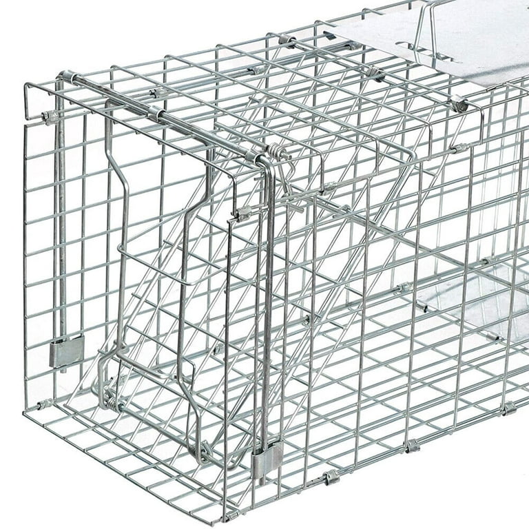 Kqiang Live Animal Trap Cage Humane Cat Trap Rabbit Trap Humane Mouse Trap  Live Traps for Raccoons Small Animal Trap Squirrel Traps Outdoor Groundhog  Trap, 24'' Steel Humane Release Rodent Cage 