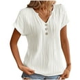 thumbnail image 2 of Sakmal White T Shirts for Women V-Neck Short Sleeve Dolman Ribbed Button Down Graphic Tees T-Shirts Womens Tops Dressy Casual, 2 of 6
