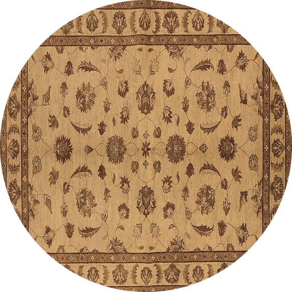 Ahgly Company Indoor Round Oriental Brown Industrial Area Rugs, 3' Round