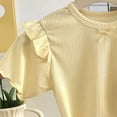 thumbnail image 4 of Gubotare Girls Pajamas Summer Toddler Girl Pajamas Sets Short Sleeve and Pants Girls' Cute Sleepwear Pjs 4T 5T (Yellow,4-5 Years), 4 of 4