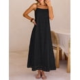 thumbnail image 4 of MEROKEETY Womens Summer Spaghetti Maxi Dress Sleeveless Floral Lace Eyelet Beach Sundress Black XL, 4 of 6