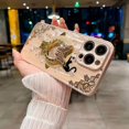 thumbnail image 4 of for iPhone 16 Pro Magnetic Case with Ring Holder, [Compatible with Magsafe] Bling Diamond Glitter Cute Lace Floral Cat Butterfly Kickstand Girly Woman Shockproof Phone Cover for 16 Pro (Gold), 4 of 7