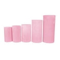 thumbnail image 1 of Pink Velvet Pillar Round Covers for Metal Cylinder Pedestal Stands 5Pc/Set (Covers Only) for Wedding, Party, Table Decor, Photo Backdrops, Floral Arrangement, 1 of 3