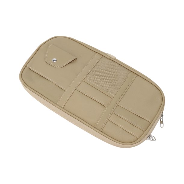 Clip para gafas de sol para automóvil Unique Bargains, soporte universal para visera de sol, clip para gafas, cuero PU, beige