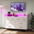 thumbnail image 1 of 8 Drawers Mdf+Pb+Iron Side Cabinet With Light And Socket 124.6*42.4*90Cm, 1 of 9