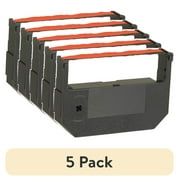 (5 pack) Industrias Kores Ribbon, Dot Matrix, Black, Red, 1 Each