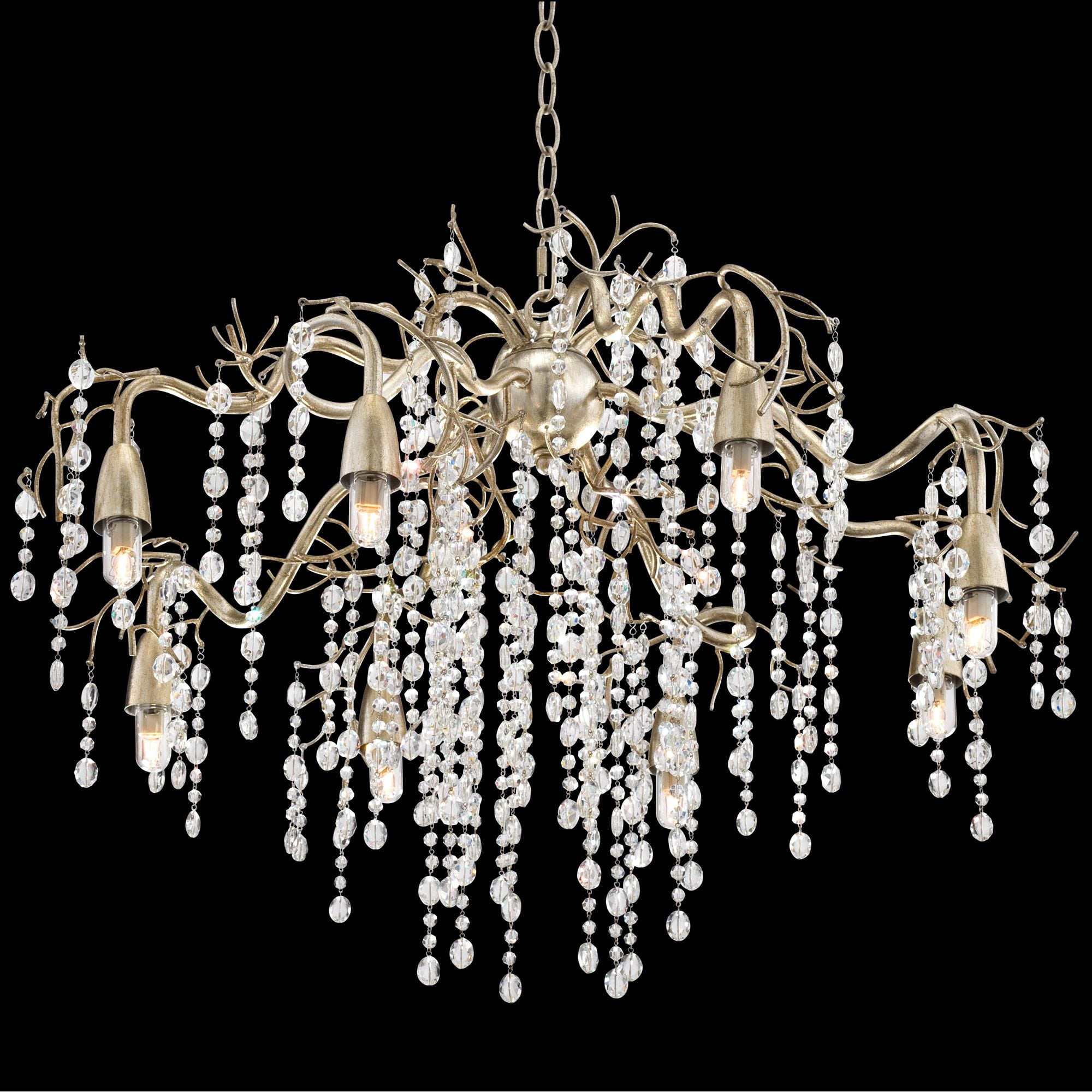 Possini Euro Design Branches Champagne Silver Chandelier 31" Wide Modern Clear Crystal 8-Light Fixture for Dining Room House Kitchen Island Entryway