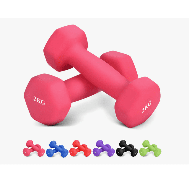 Par Mancuernas 2 Kilos Mate Para Ejercicio Pilates Yoga Gym color rosa