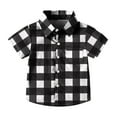 thumbnail image 4 of Spazoro Toddler Boys Plaid Shirts, Turndown Collar Short Sleeve Button Down with Pocket School Uniform Shirt Black Size 2 T, 4 of 7