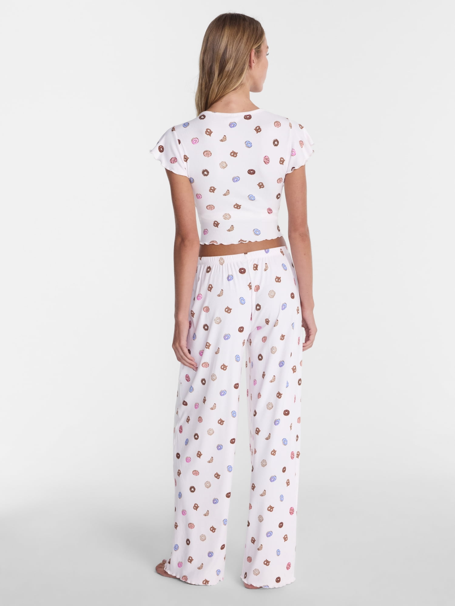 No Boundaries Henley Top and Pants Sleep Set, 2-Piece, Women's XS-XXL