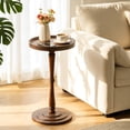 thumbnail image 6 of Yabanana Round Wooden Side Table & Drink Table for Small Space, with Rubberwood Accent Leg, for Living Room, Corner, Bedroom (Walnut,11.8in), 6 of 7