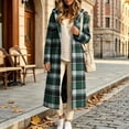 thumbnail image 6 of Jewelreauty Womens Plaid Long Overcoats, Hooded Long Sleeve Wool Blend Peacoat Calf Length Winter Fall Jackets (S, Green), 6 of 7