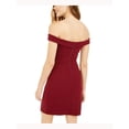 thumbnail image 2 of SEQUIN HEARTS Womens Burgundy Short Sleeve Off Shoulder Above The Knee Cocktail Body Con Dress 13, 2 of 3