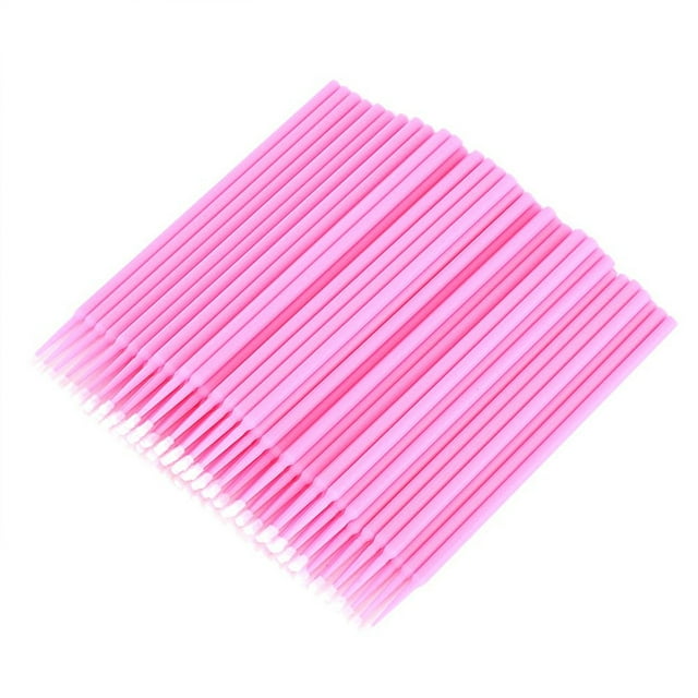 Aplicadores de algodón de micro cepillo desechables Aplicadores de algodón Eyeliner Mascara Pajas de la extensión de la extensión de lápiz labial Varilletas maquillaje Pink 100 PCS Eigraketly CE001469-01